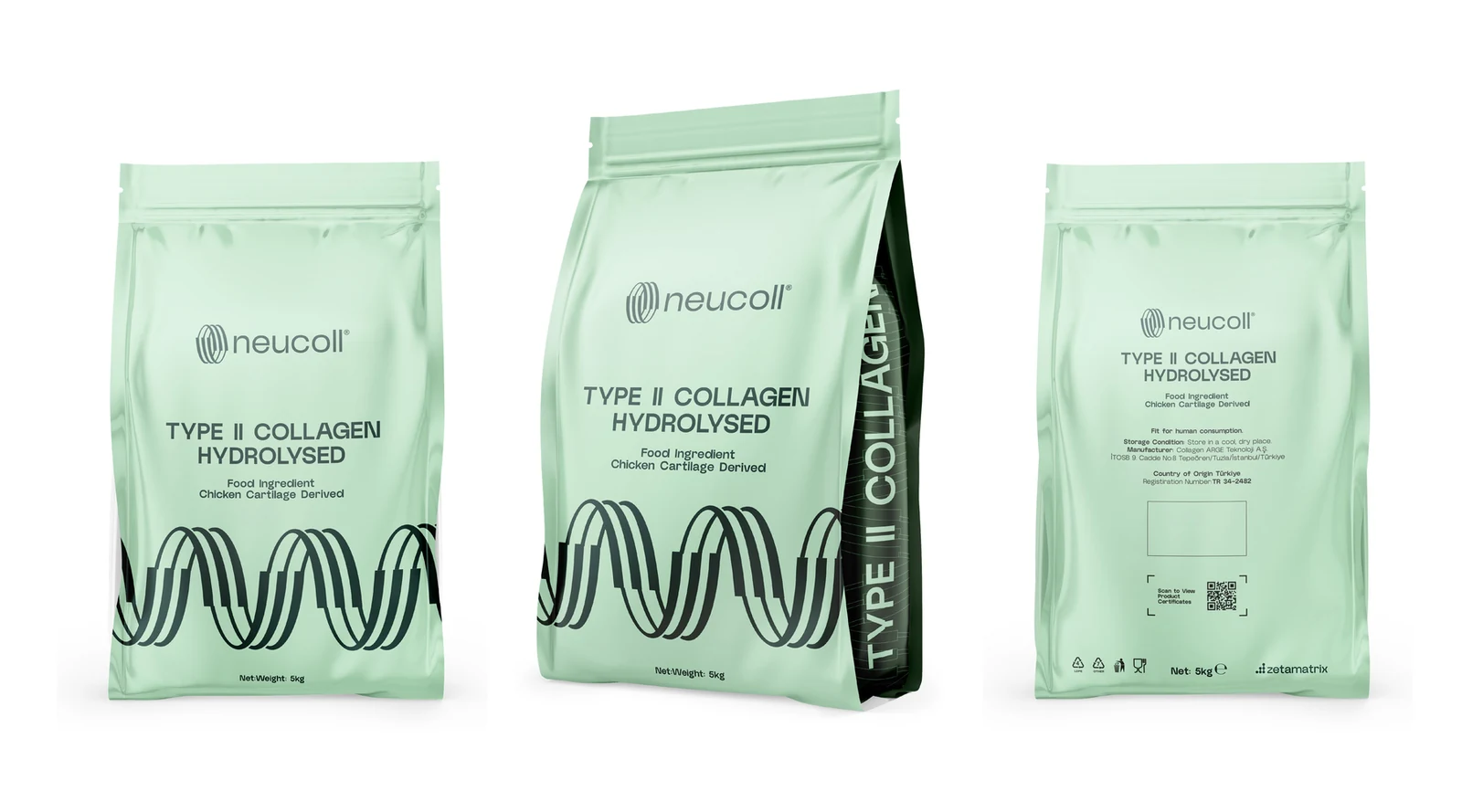 Three NeuColl package presentations shown side by side